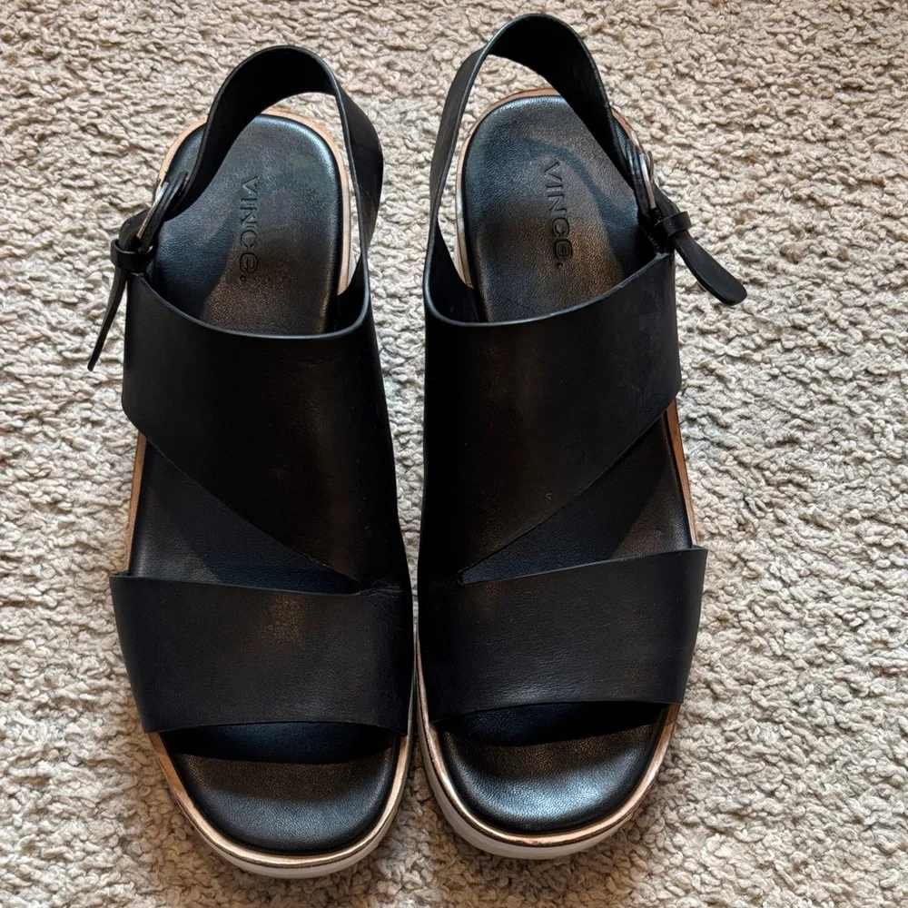 Vince Black and Cream Platform Sandals